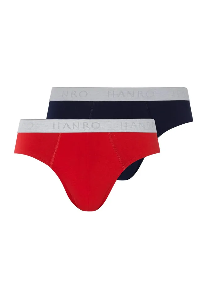 2Pack Cotton Briefs Deep Navy Bright Red Men HANRO Multipacks