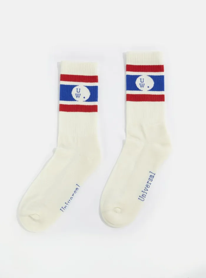 3 Pack Sport Sock In EcruBlack Cotton Men Universal Works Socks