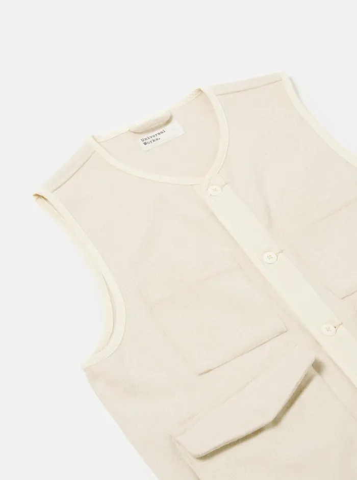 4 Pocket Gilet In Ecru Marl Mowbray Men Universal Works Waistcoats and Gilets