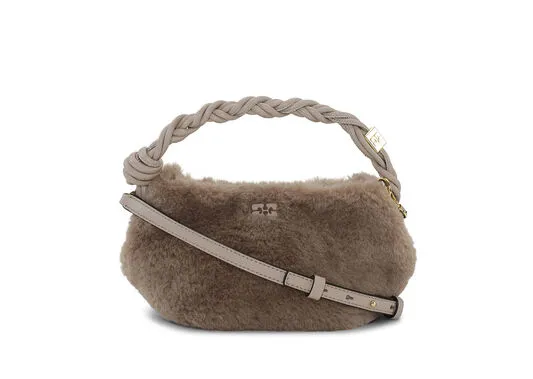 AccessoriesBags GANNI Mini Bags Light Grey Fluffy Mini Bou Bag Oyster Gray