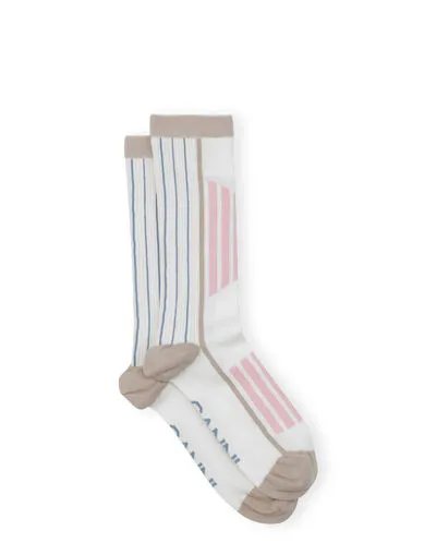 Accessories GANNI Socks White Sporty Socks Egret