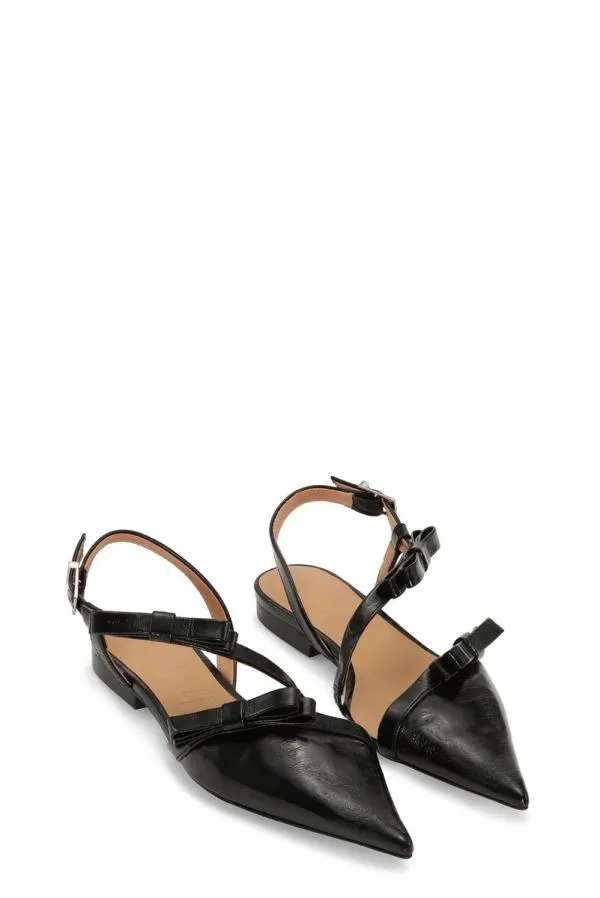 AccessoriesShoes GANNI Flats Black Multi Bow Pointy CutOut Ballerinas Black
