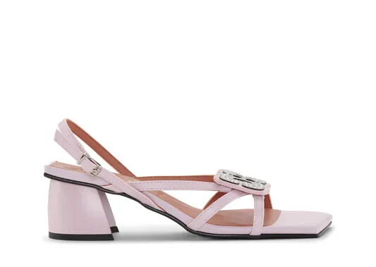 AccessoriesShoes GANNI Heels Lilac Butterfly Strass Kitten Heel Sandals Light Lilac