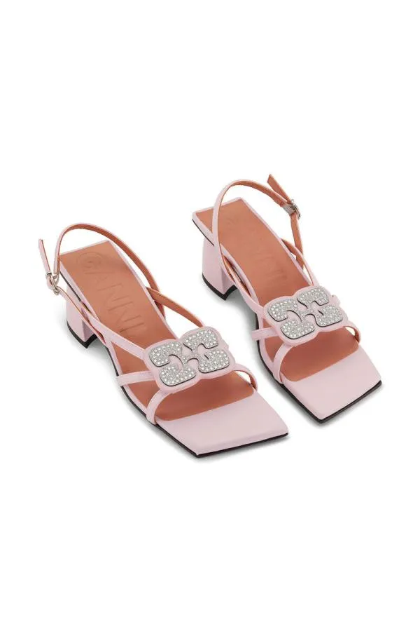 AccessoriesShoes GANNI Heels Lilac Butterfly Strass Kitten Heel Sandals Light Lilac