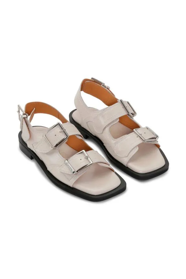 AccessoriesShoes GANNI Sandals White Embroidered Western Sandals Egret AccessoriesShoes GANNI Sandals White Embroidered Western Sandals Egret