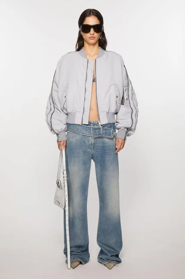 Acne Studios Belted Jeans 8211 Relaxed Fit Mid Blue Women Jeans