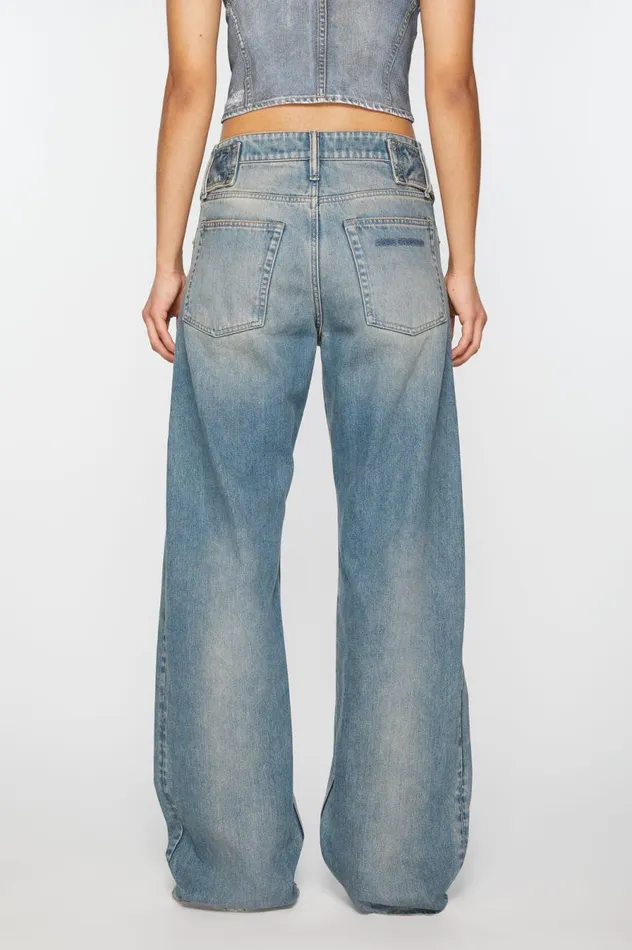 Acne Studios Belted Jeans 8211 Relaxed Fit Mid Blue Women Jeans