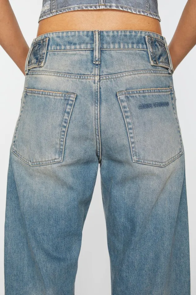 Acne Studios Belted Jeans 8211 Relaxed Fit Mid Blue Women Jeans