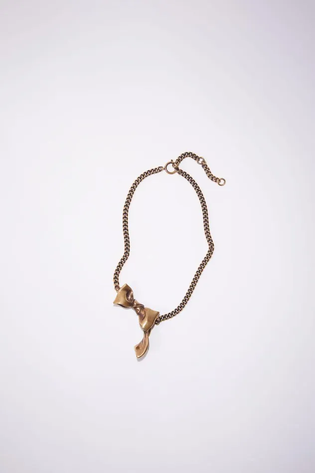 Acne Studios Bow Necklace Antique Gold Men Jewellery