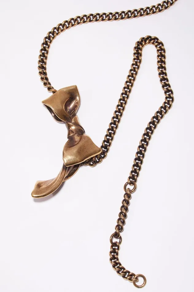 Acne Studios Bow Necklace Antique Gold Men Jewellery