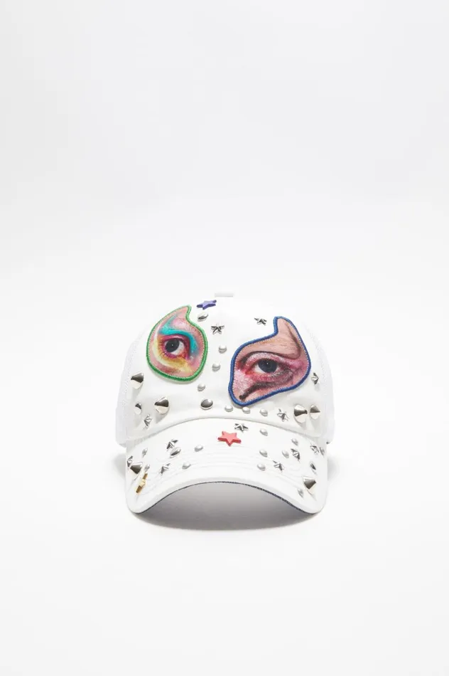 Acne Studios Cap Printed White Men Hats