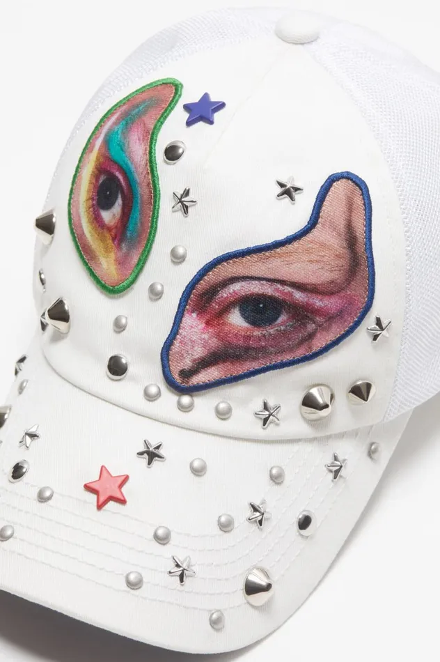 Acne Studios Cap Printed White Men Hats