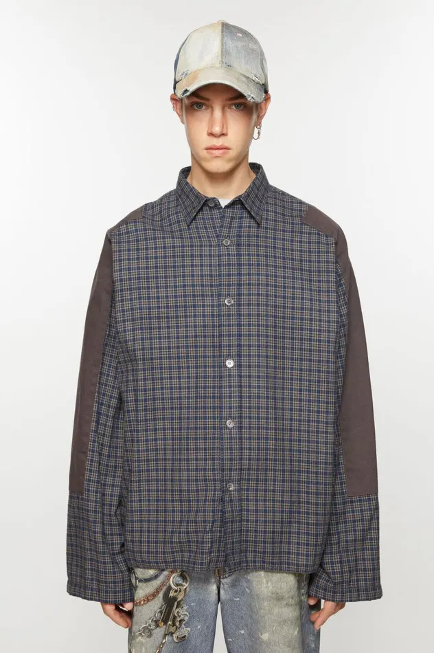 Acne Studios Check Buttonup Shirt Blacknavy Men Shirts