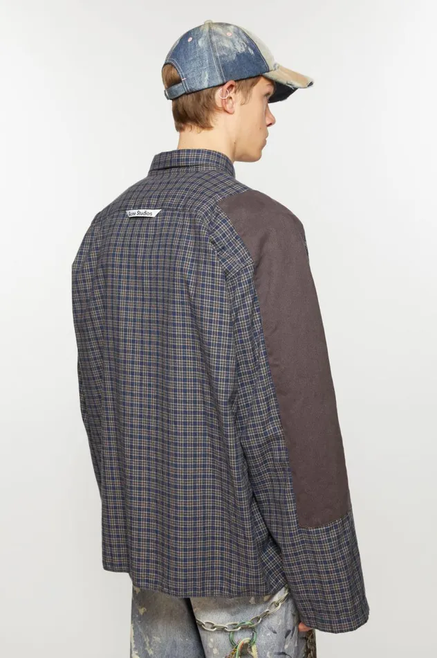 Acne Studios Check Buttonup Shirt Blacknavy Men Shirts