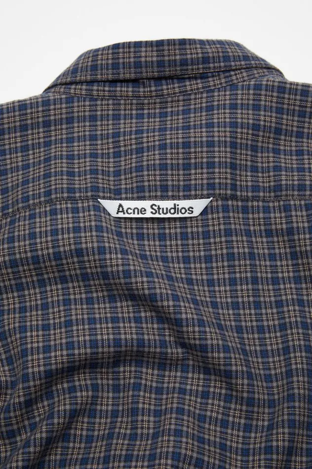 Acne Studios Check Buttonup Shirt Blacknavy Men Shirts