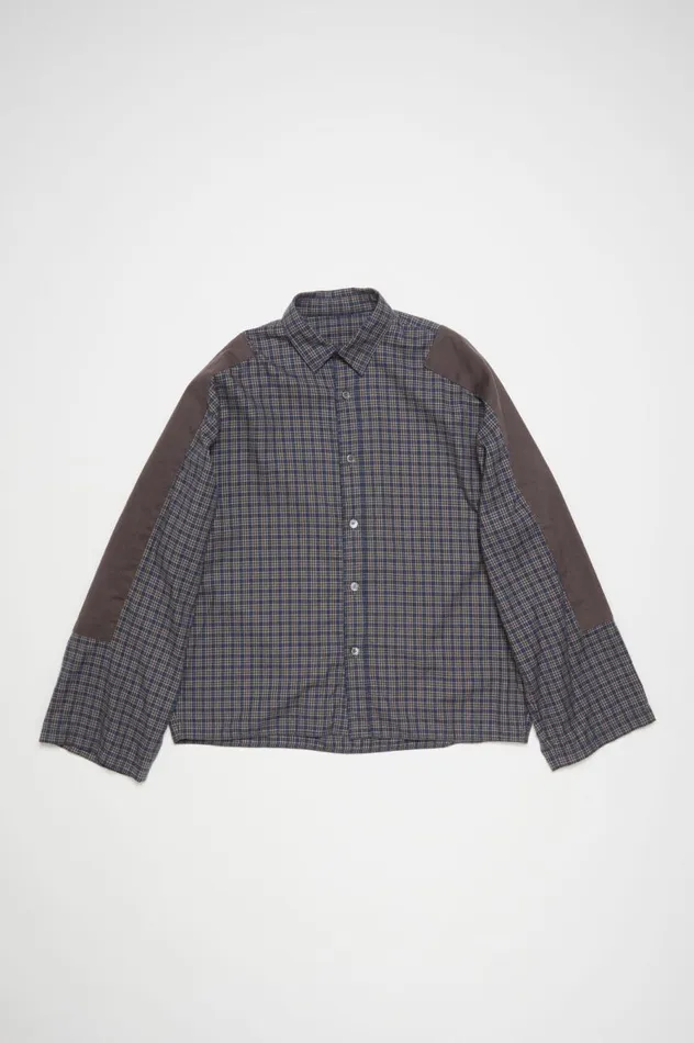 Acne Studios Check Buttonup Shirt Blacknavy Men Shirts