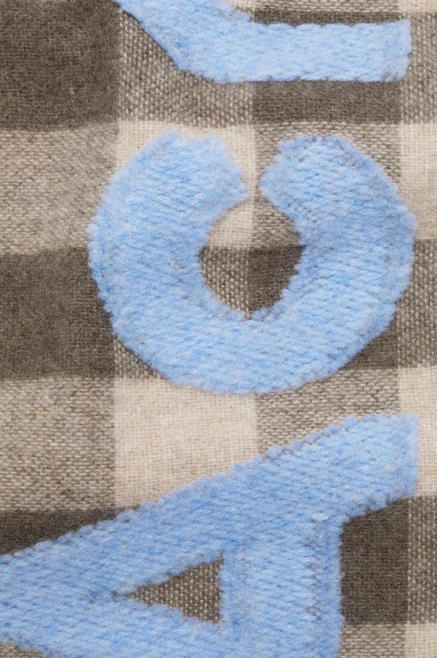 Acne Studios Check Logo Scarf 8211 Narrow Brownblue Men Scarves