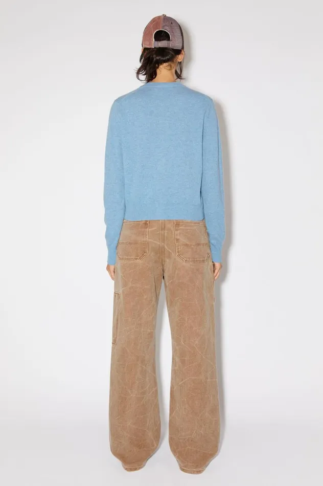 Acne Studios Crew Neck Cardigan Steel Blue Melange Women Knitwear