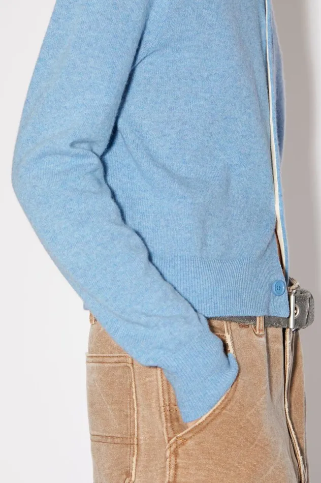 Acne Studios Crew Neck Cardigan Steel Blue Melange Women Knitwear