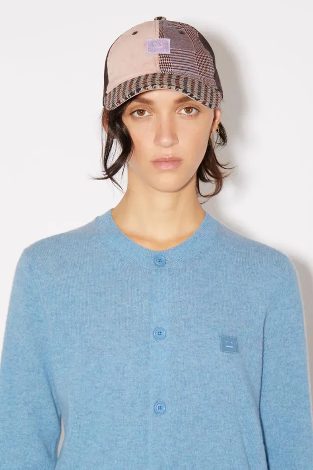 Acne Studios Crew Neck Cardigan Steel Blue Melange Women Knitwear