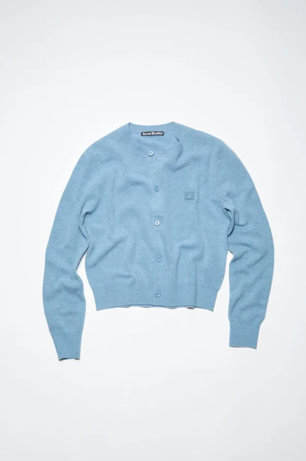Acne Studios Crew Neck Cardigan Steel Blue Melange Women Knitwear