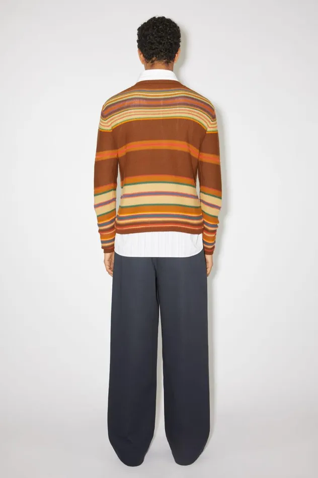 Acne Studios Crew Neck Knit Jumper Cinnamon Brownmulti Men Knitwear