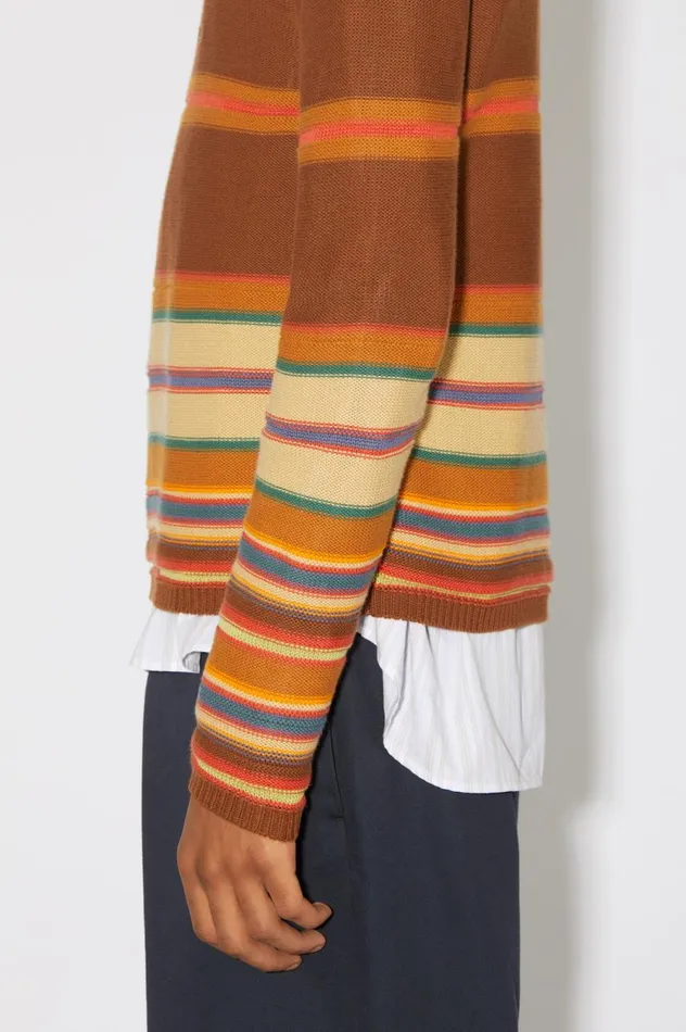 Acne Studios Crew Neck Knit Jumper Cinnamon Brownmulti Men Knitwear