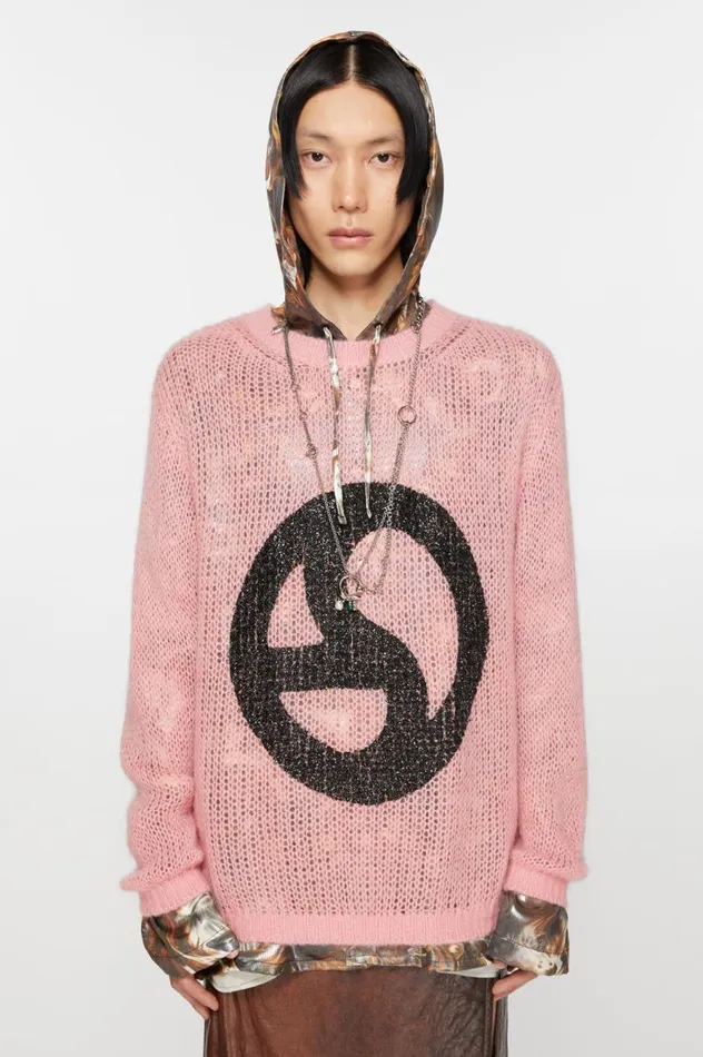 Acne Studios Crew Neck Sweater Blush Pink Men Knitwear
