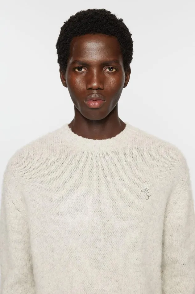 Acne Studios Crew Neck Wool Jumper Light Grey Melange Men Knitwear
