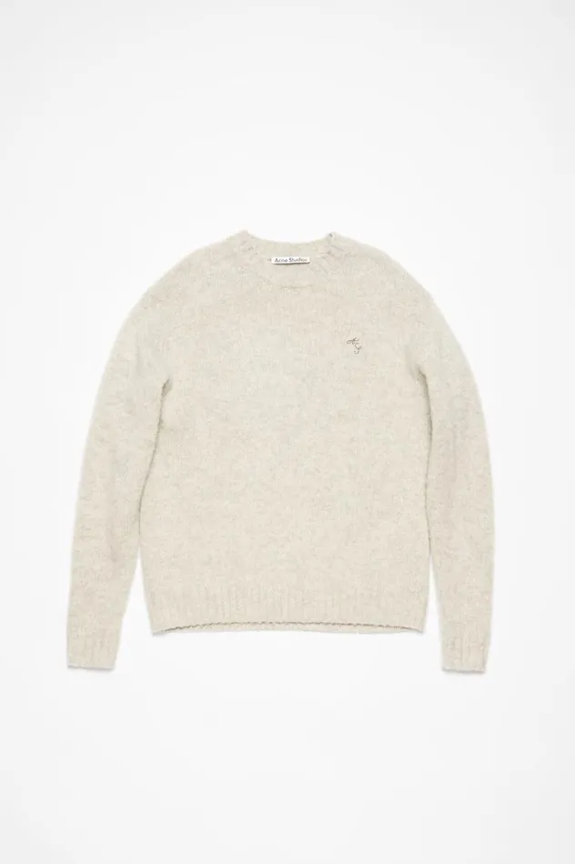 Acne Studios Crew Neck Wool Jumper Light Grey Melange Men Knitwear