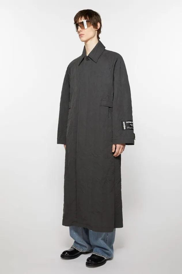Acne Studios Crinkled Trench Coat Dark Grey Men Outerwear