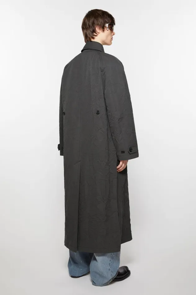 Acne Studios Crinkled Trench Coat Dark Grey Men Outerwear