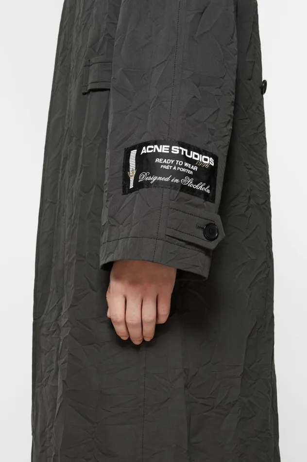 Acne Studios Crinkled Trench Coat Dark Grey Men Outerwear