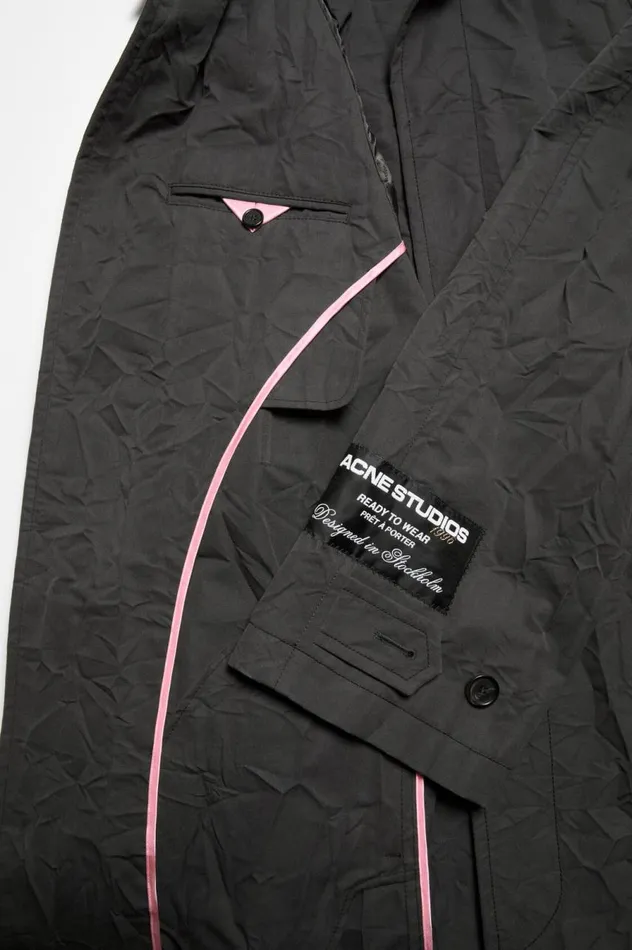 Acne Studios Crinkled Trench Coat Dark Grey Men Outerwear