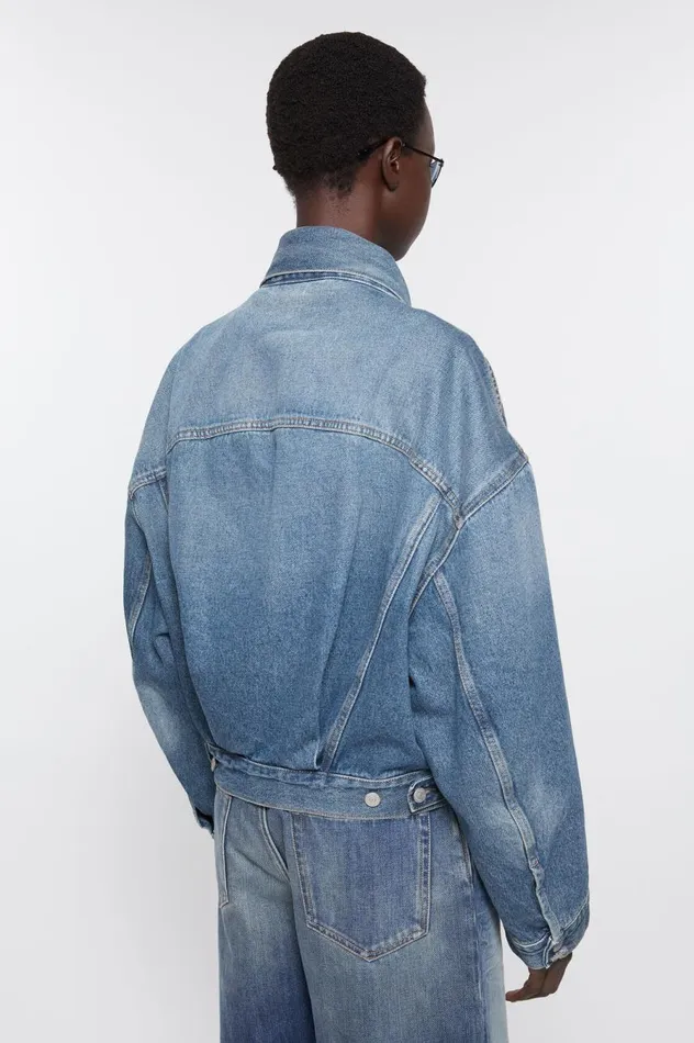 Acne Studios Denim Jacket 8211 Relaxed Cropped Fit Mid Blue Women Outerwear