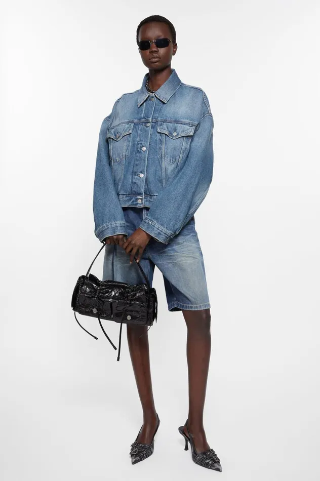 Acne Studios Denim Jacket 8211 Relaxed Cropped Fit Mid Blue Women Outerwear