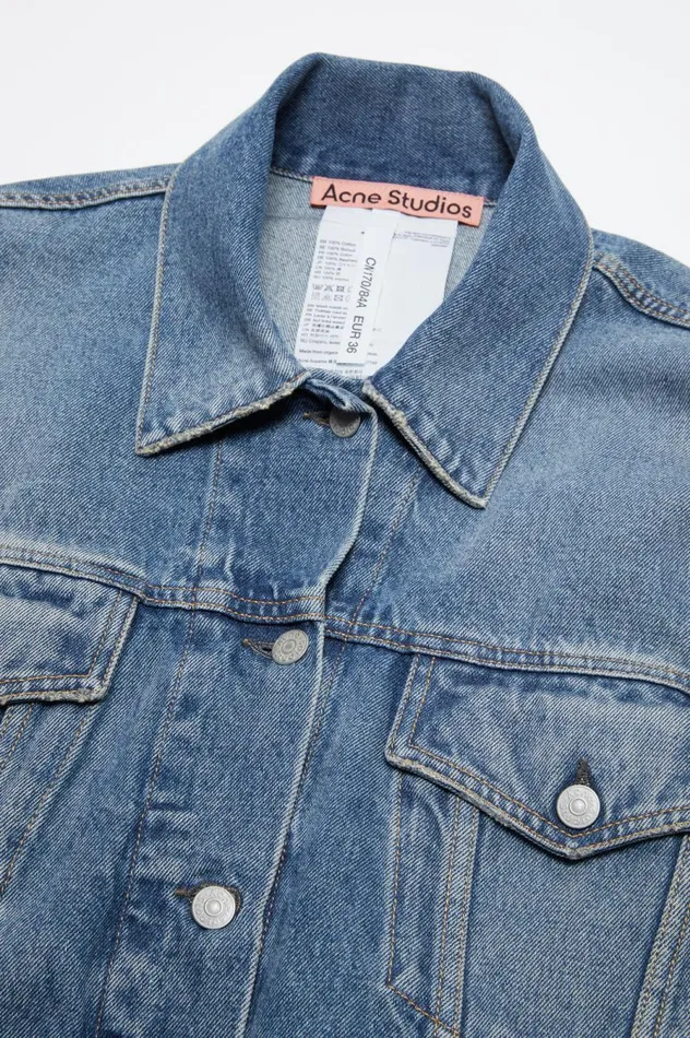 Acne Studios Denim Jacket 8211 Relaxed Cropped Fit Mid Blue Women Outerwear