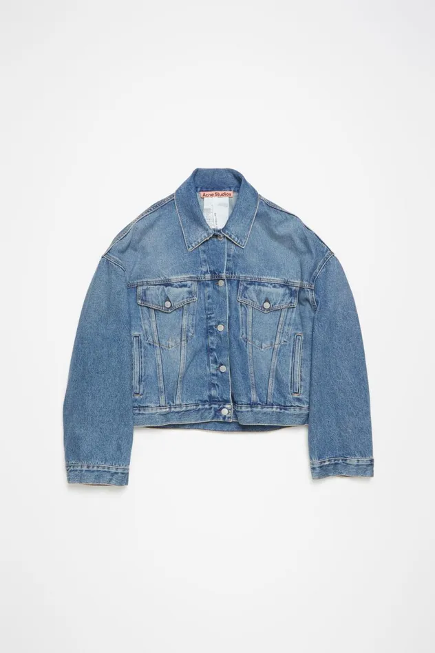 Acne Studios Denim Jacket 8211 Relaxed Cropped Fit Mid Blue Women Outerwear