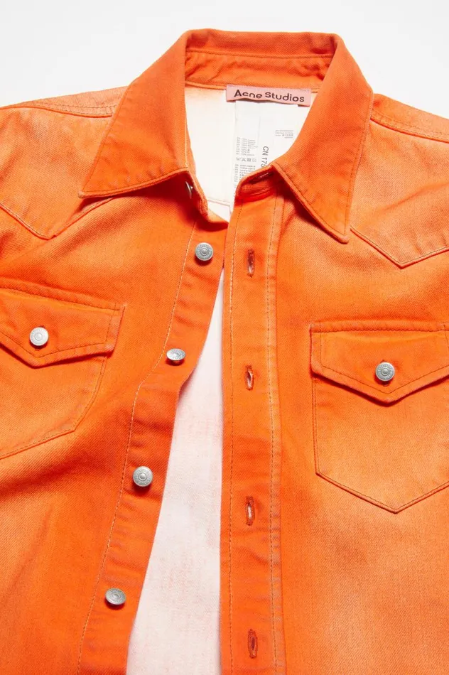 Acne Studios Denim Shirt 8211 Relaxed Fit Neon Orange Men Shirts