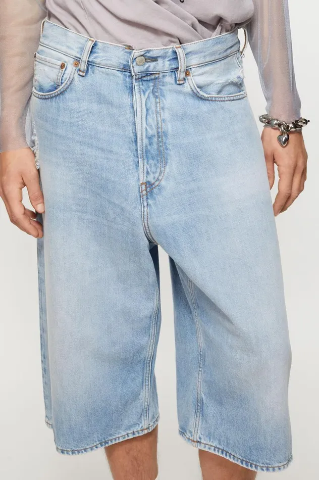 Acne Studios Denim Shorts 8211 Loose Fit Light Blue Men Shorts