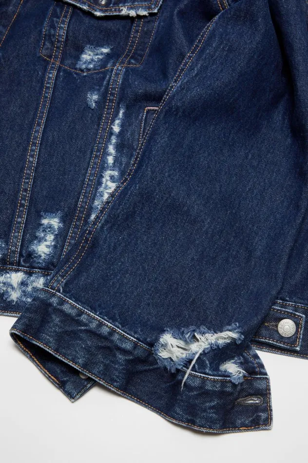 Acne Studios Distressed Denim Jacket 8211 Relaxed Fit Mid Blue Men Outerwear