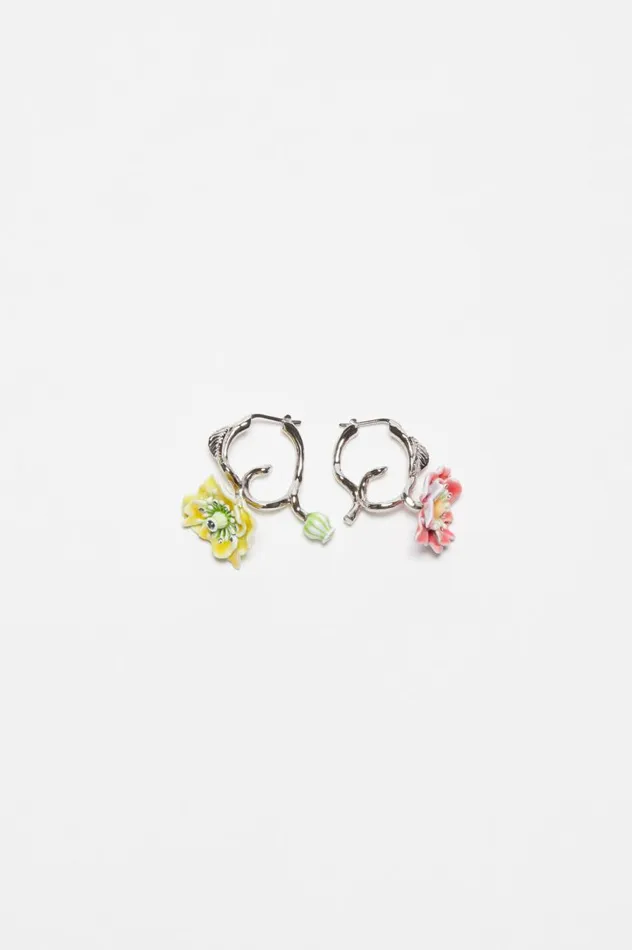 Acne Studios Flower Earrings Silverredyellow Women Jewellery