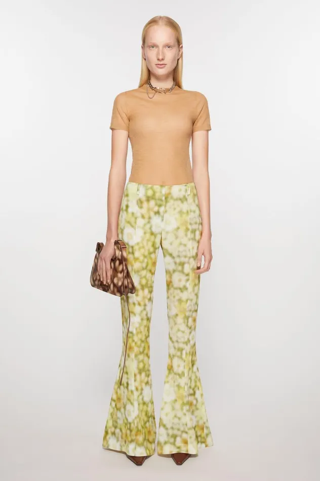 Acne Studios Fluid Print Trousers Green Multi Women Trousers