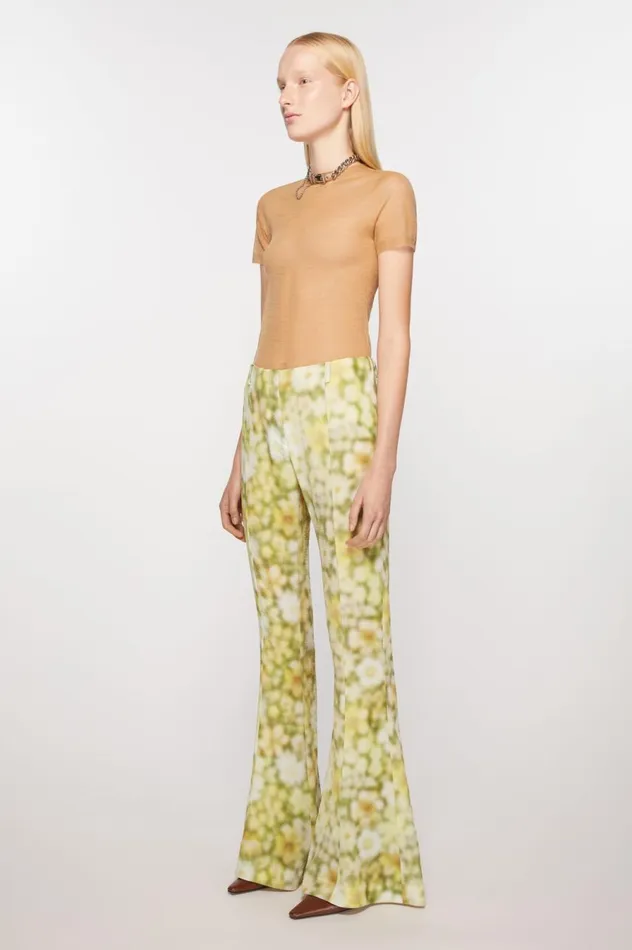 Acne Studios Fluid Print Trousers Green Multi Women Trousers