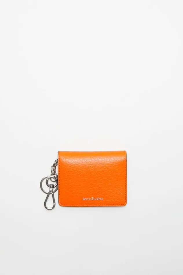 Acne Studios Folded Leather Wallet Bright Orange Women Small Leather Goods