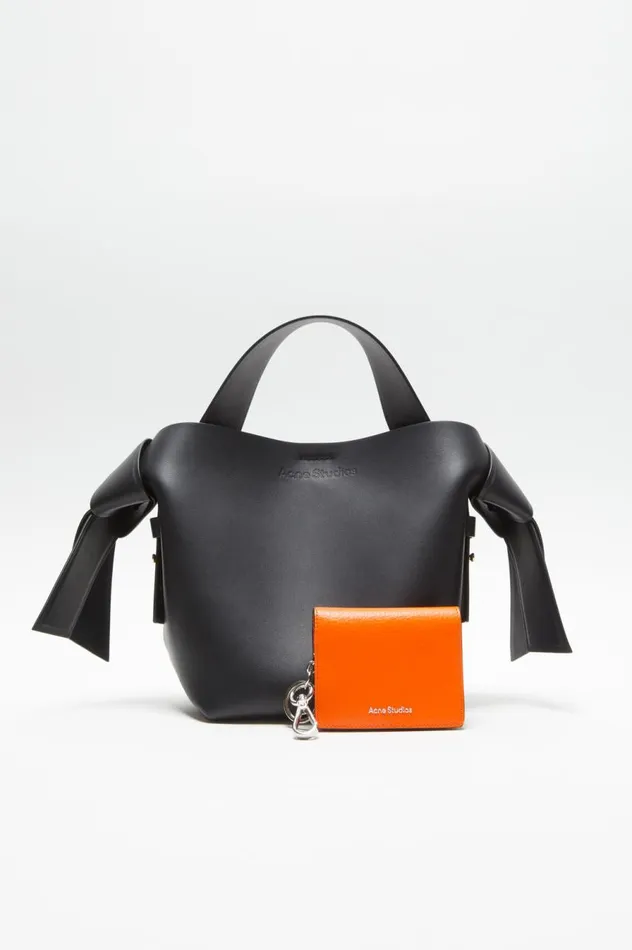 Acne Studios Folded Leather Wallet Bright Orange Women Small Leather Goods