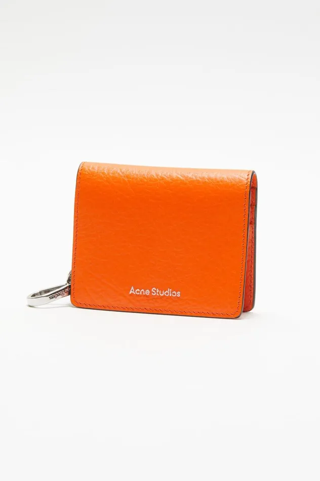 Acne Studios Folded Leather Wallet Bright Orange Women Small Leather Goods