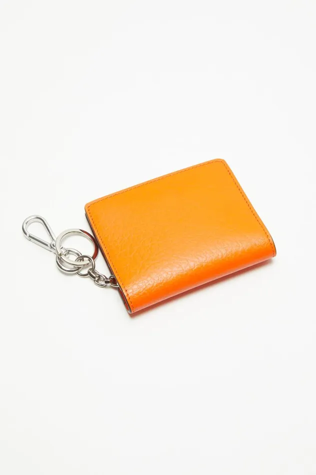 Acne Studios Folded Leather Wallet Bright Orange Women Small Leather Goods