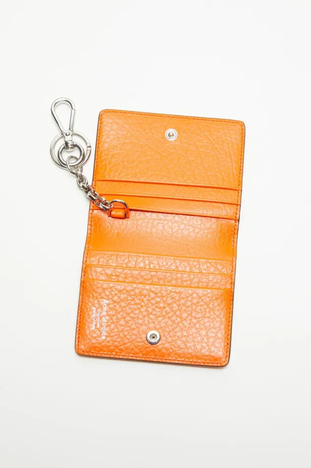 Acne Studios Folded Leather Wallet Bright Orange Women Small Leather Goods