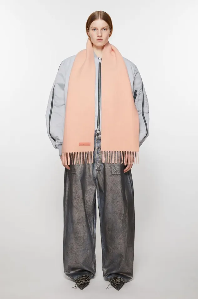 Acne Studios Fringe Wool Scarf 8211 Narrow Peach Pink Men Scarves